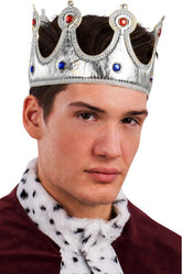 NessiWorld King Crown Silver Color Fabric Material Adult Size